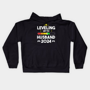 Leveling Up To Husband Loading Promoted to Husband Est 2024 Kids Hoodie